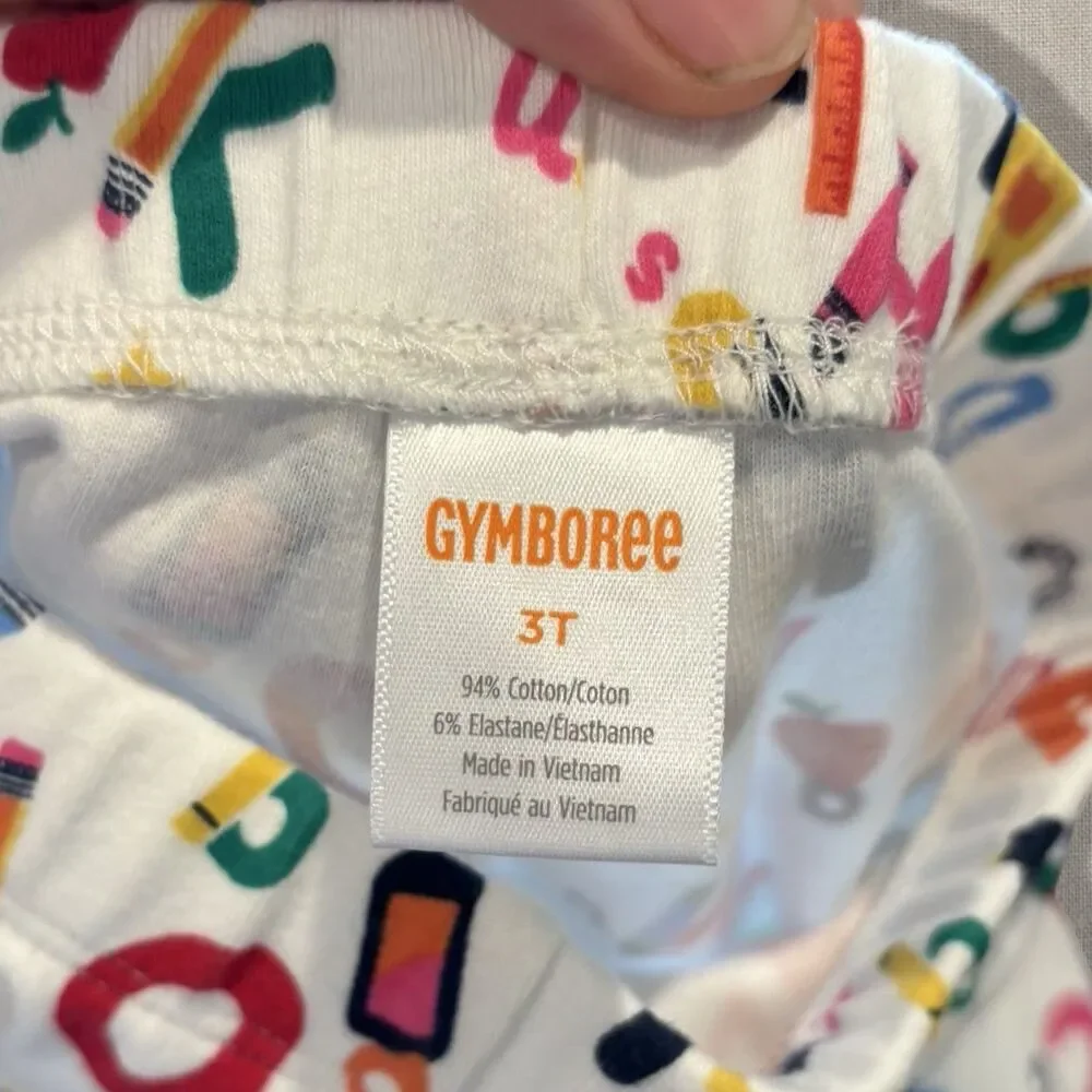 Gymboree Alphabet Print Leggings White Multicolor Toddler Girls 3T School